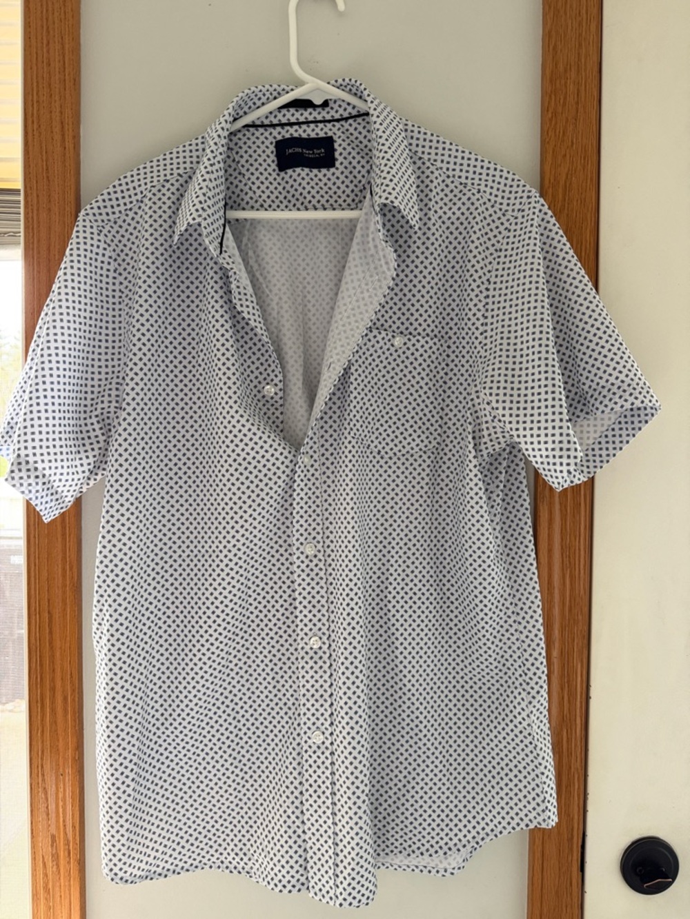 Arrow Short Sleeve White Shirt with Navy Dot Print